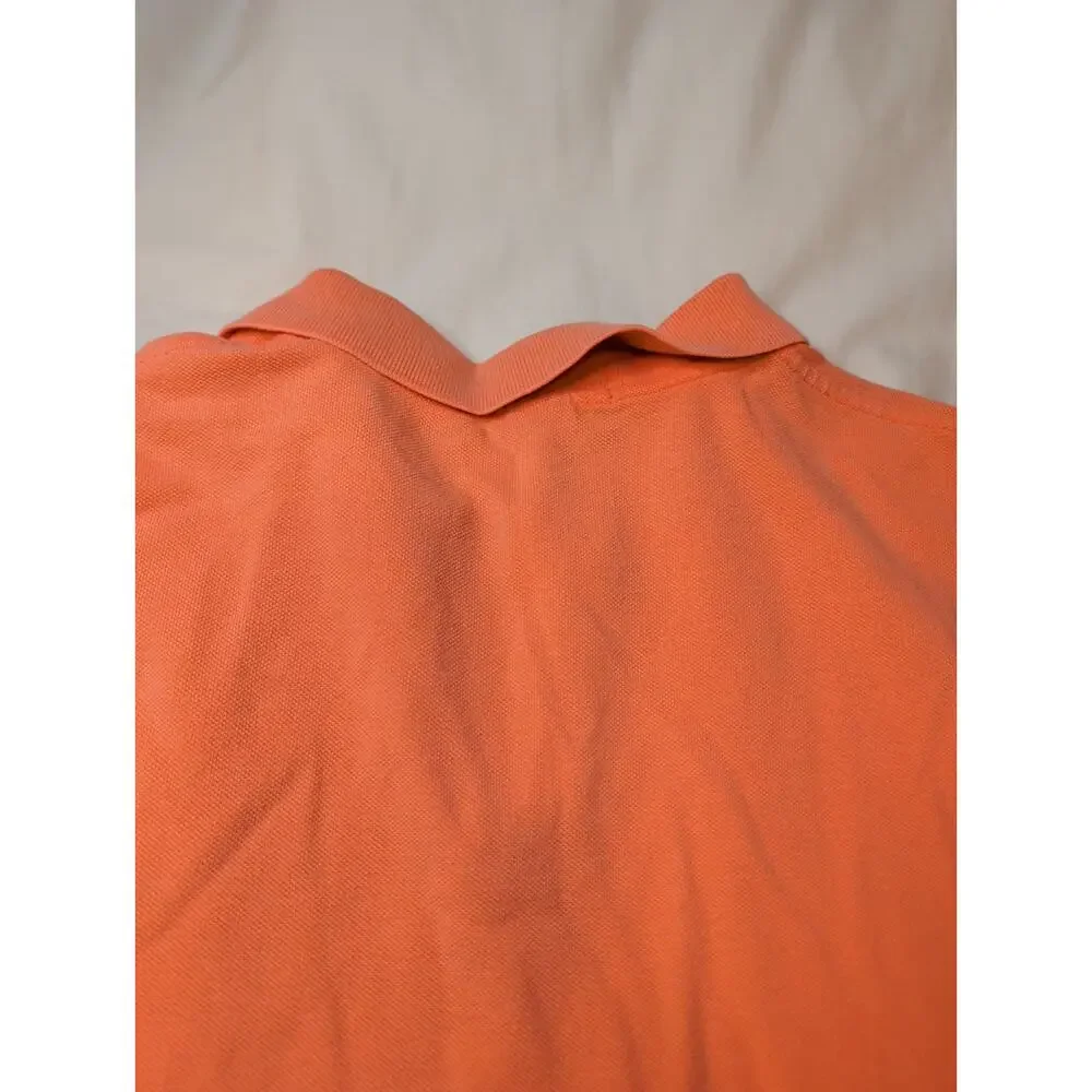 Polo Ralph Lauren Men's Polo Shirt Orange Short Sleeve Blue Pony Cotton Mesh XL